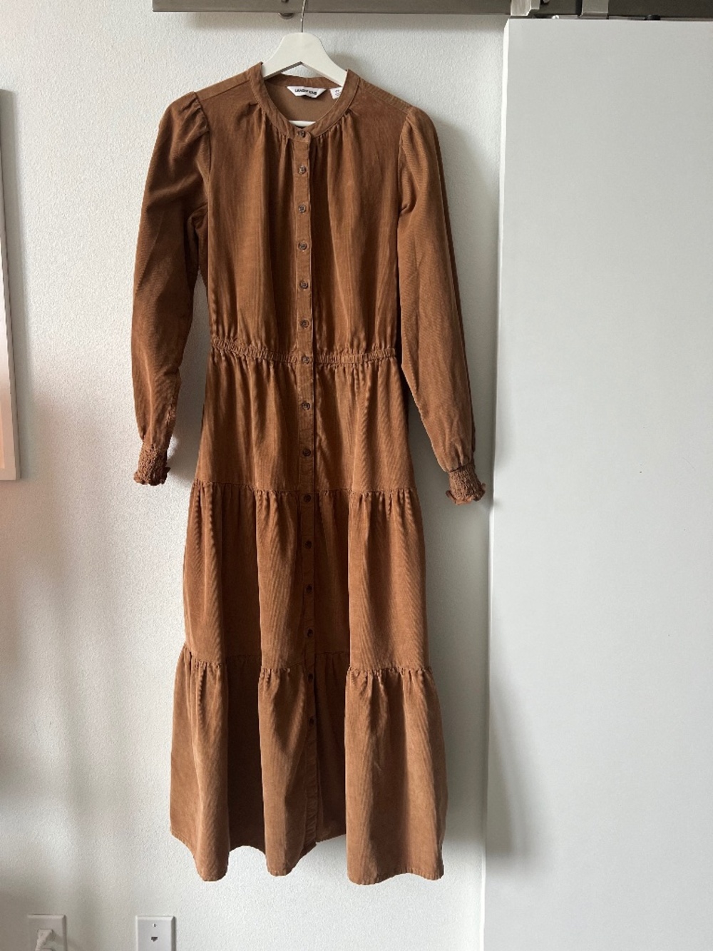 Corduroy Maxi Dress with Tiered Skirt